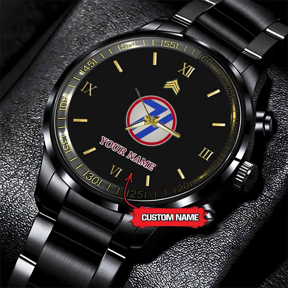 jwfancy 71st infantry division army personalized black stainless steel watch ddssm