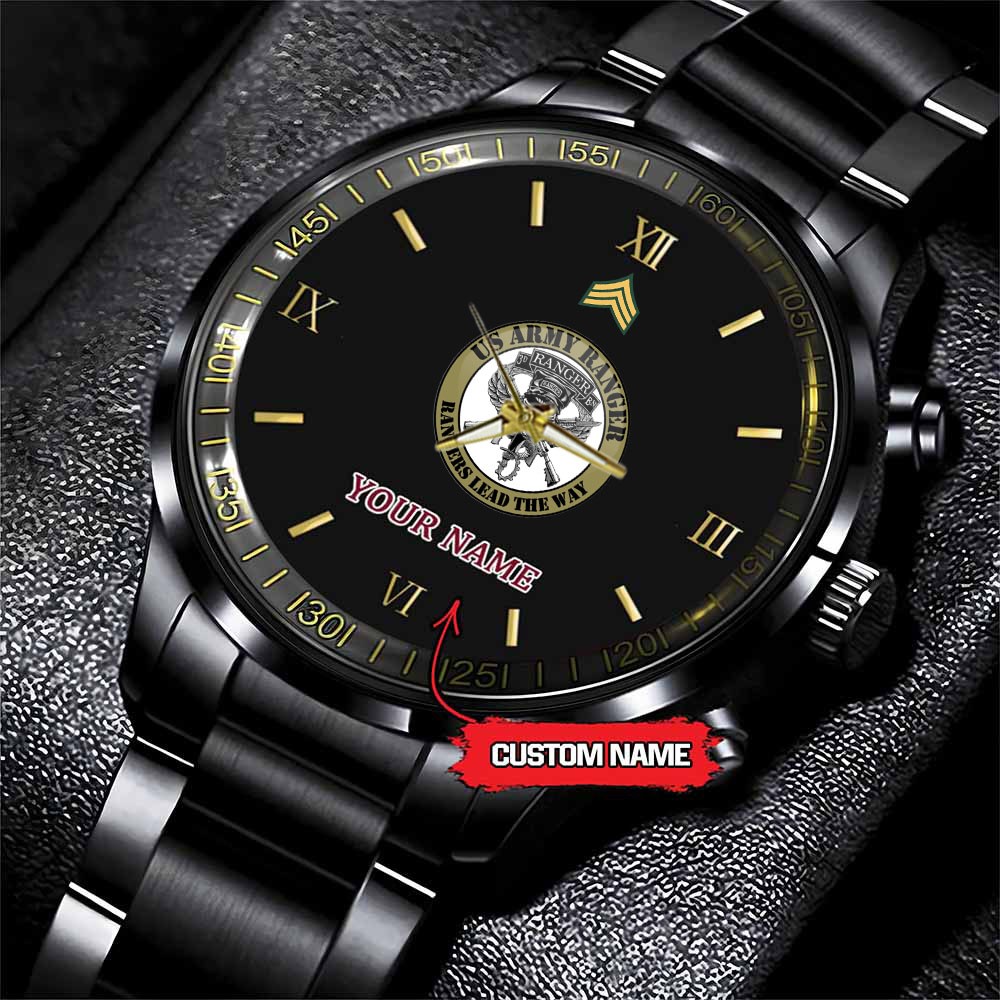 jwfancy 75th ranger regiment united states army rangers army personalized black stainless steel watch om56w