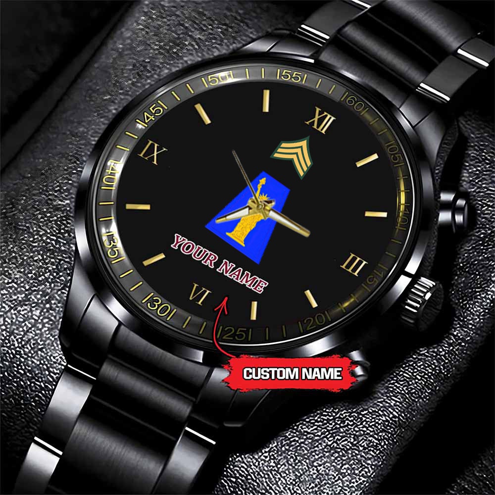 jwfancy 77th sustainment brigade army personalized black stainless steel watch julu6