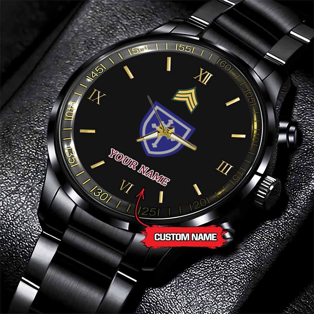 jwfancy 79th infantry division army personalized black stainless steel watch z6t9h