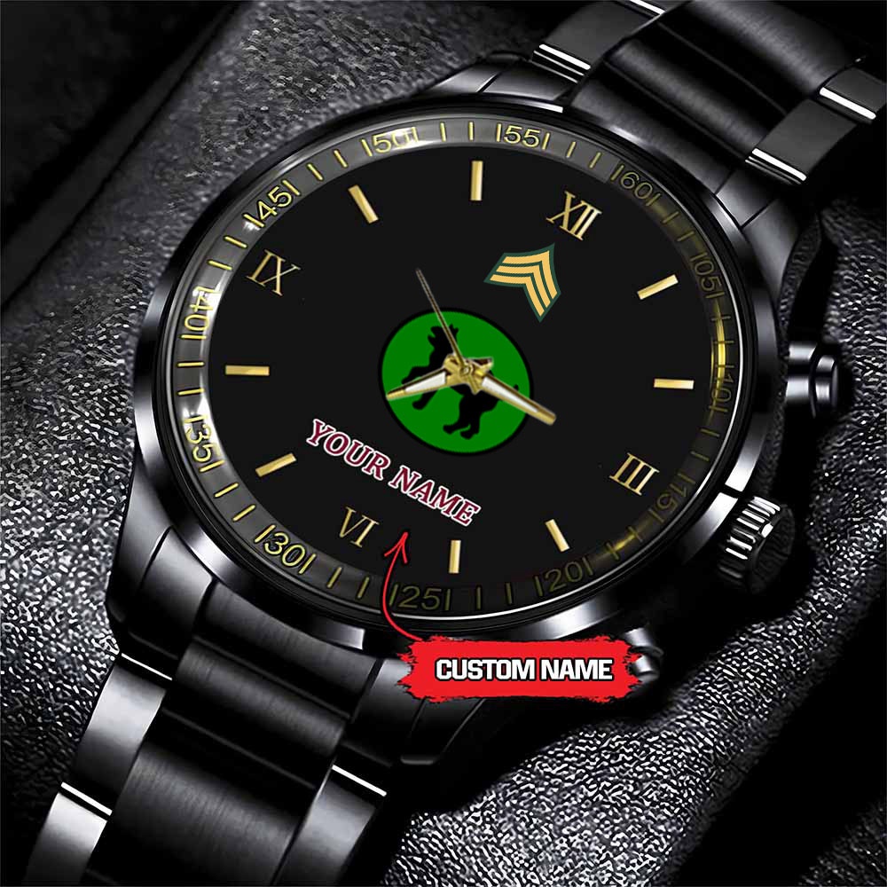 jwfancy 81st infantry division army personalized black stainless steel watch 5jhtu