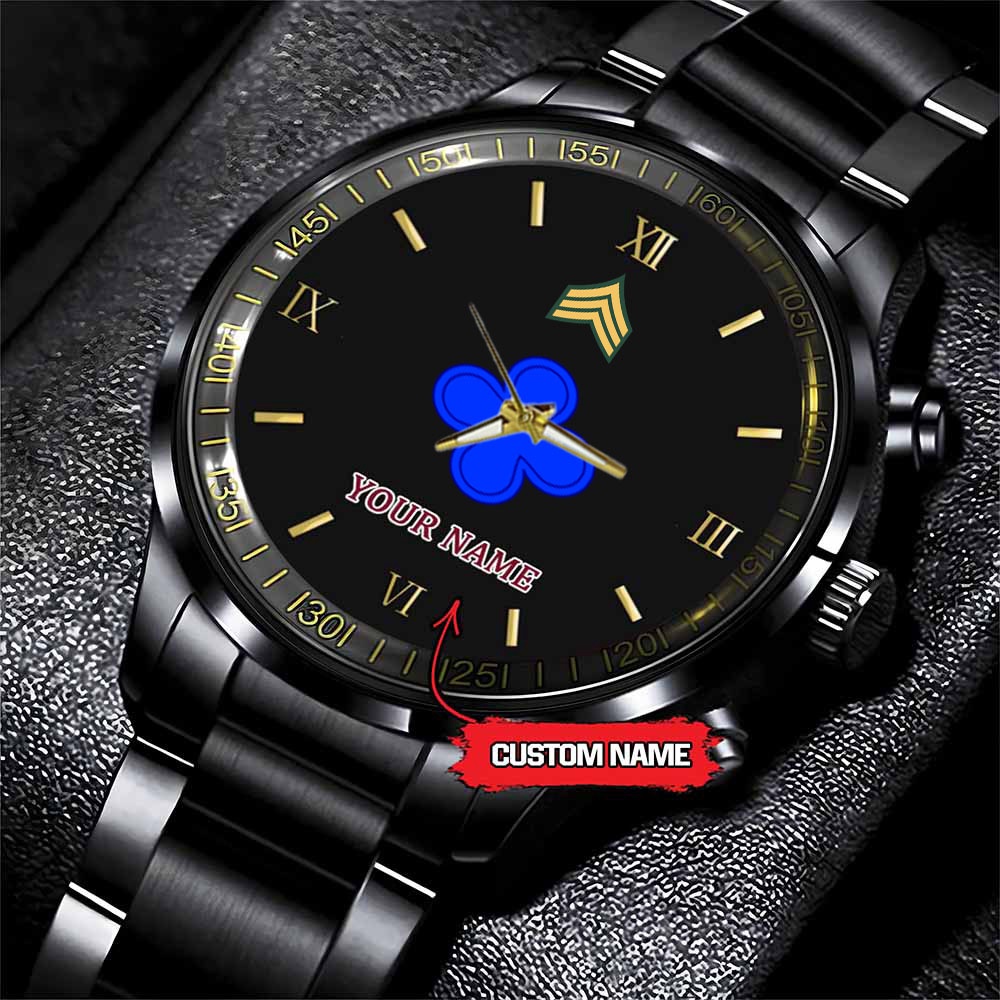 jwfancy 88th infantry division army personalized black stainless steel watch fbvjs