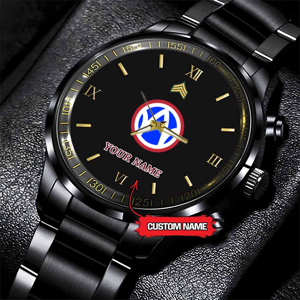 jwfancy 89th infantry division army personalized black stainless steel watch xlohd