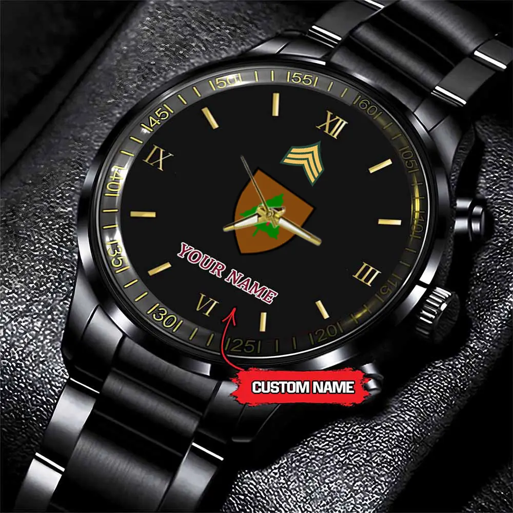 jwfancy 91st infantry division army personalized black stainless steel watch fwlsp