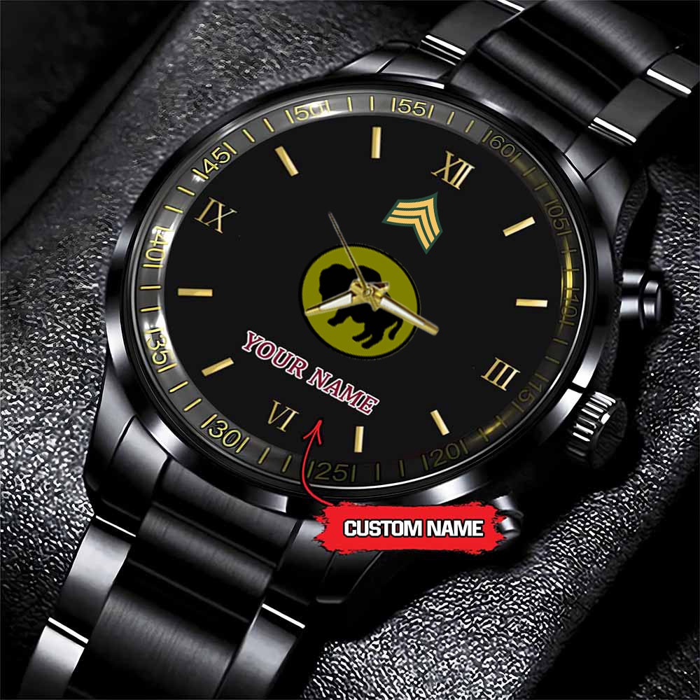 jwfancy 92nd infantry division army personalized black stainless steel watch 7n9aj