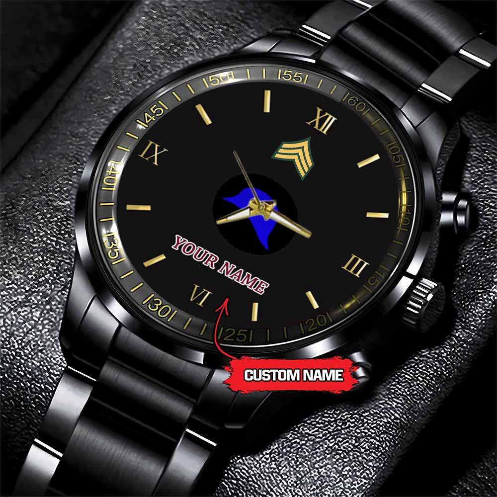jwfancy 93rd infantry division army personalized black stainless steel watch gsjqx