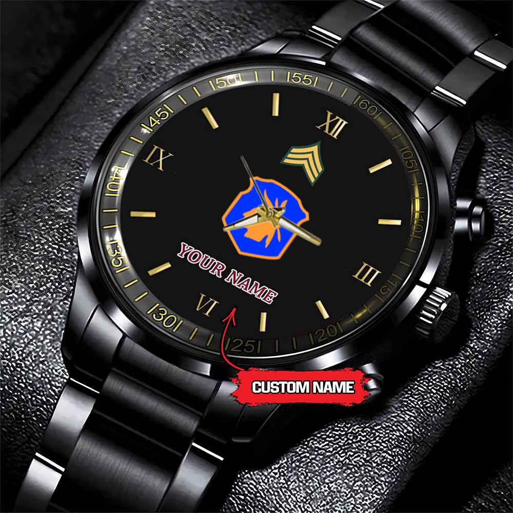 jwfancy 98th infantry division army personalized black stainless steel watch 7xjrq
