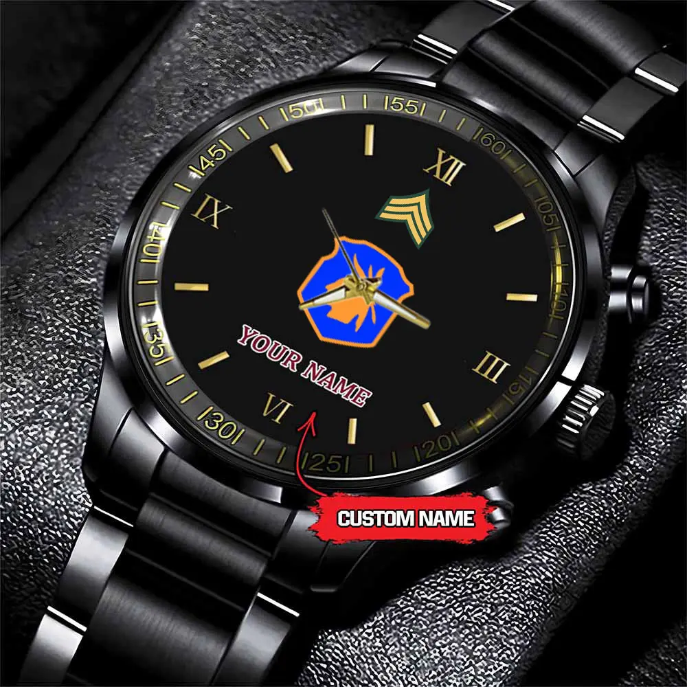 jwfancy 98th infantry division army personalized black stainless steel watch 7xjrq