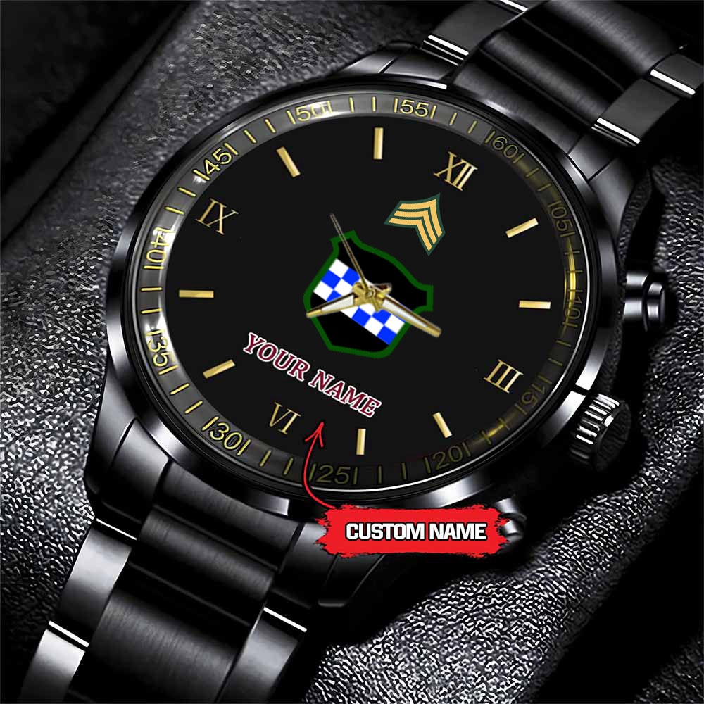 jwfancy 99th infantry division army personalized black stainless steel watch fvoyv