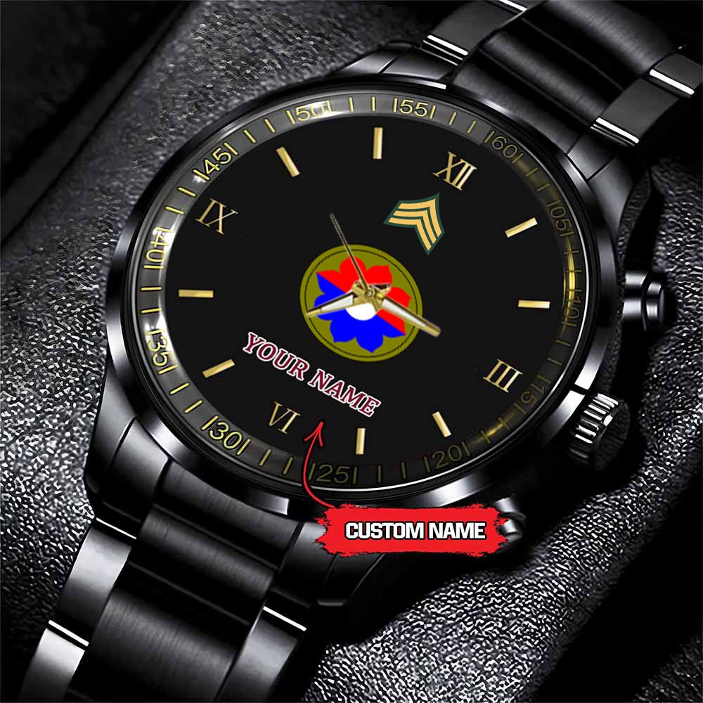 jwfancy 9th infantry division army personalized black stainless steel watch 0tuuc