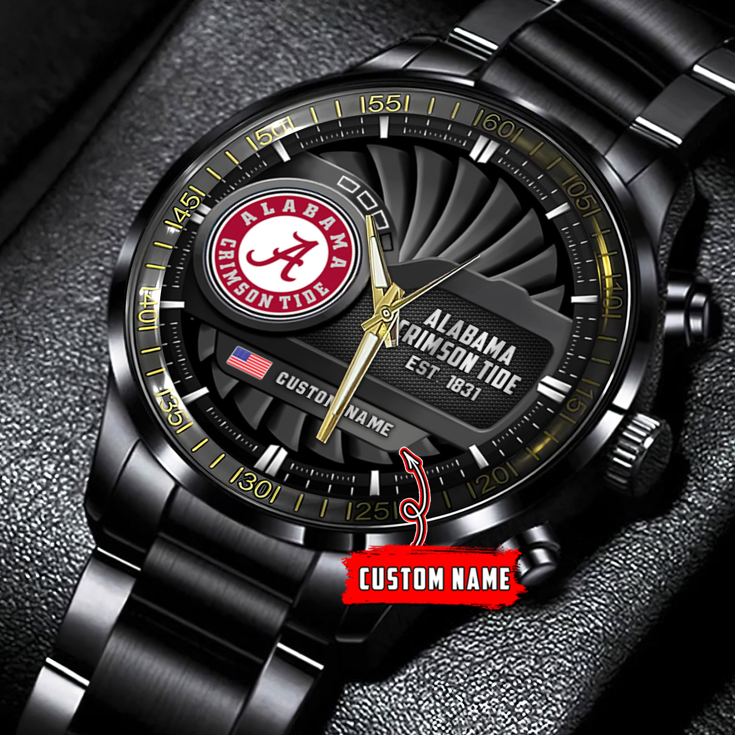 jwfancy alabama crimson tide ncaa personalized black hand watch gift for fans 0z8jc