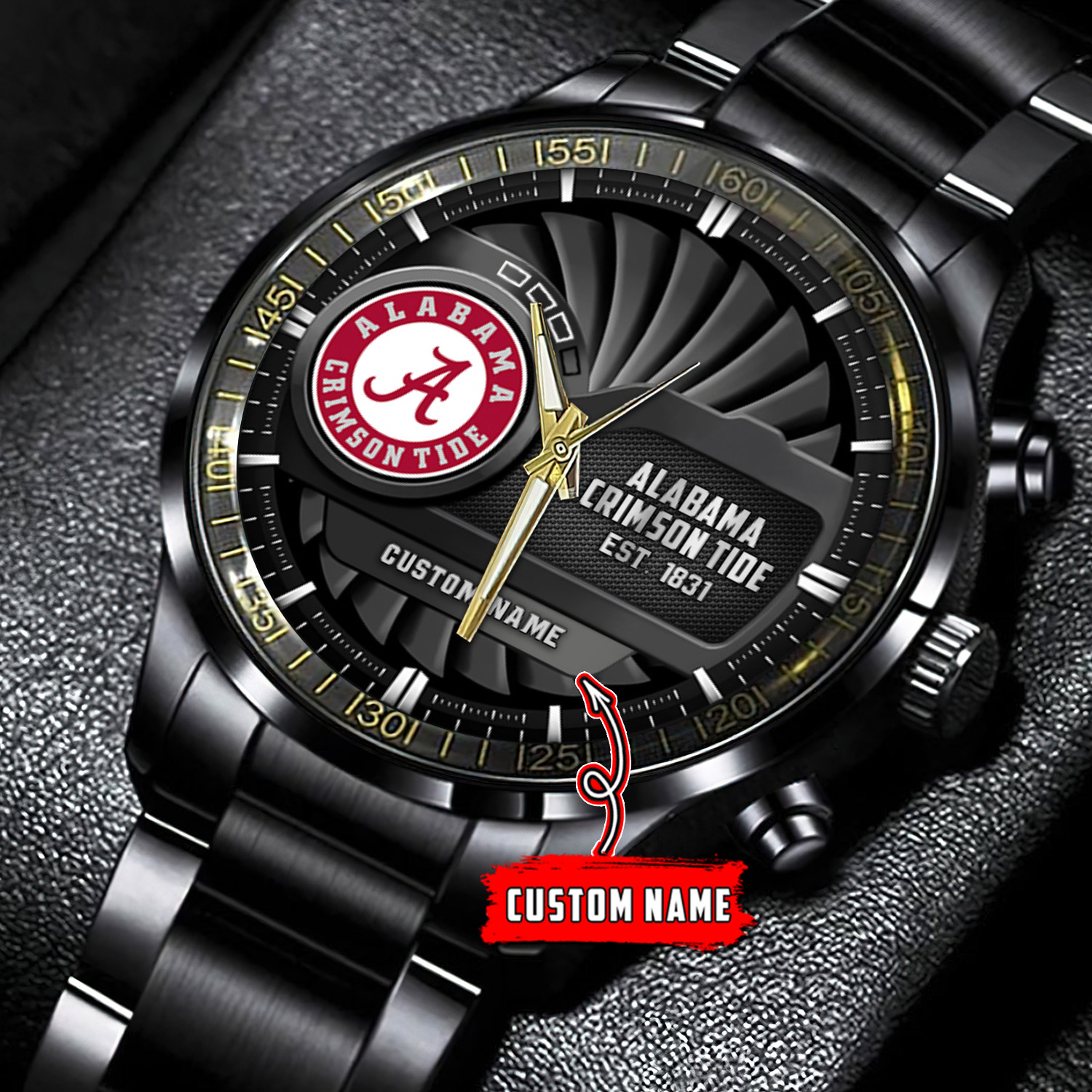 jwfancy alabama crimson tide ncaa personalized black hand watch gift for fans 4zbid