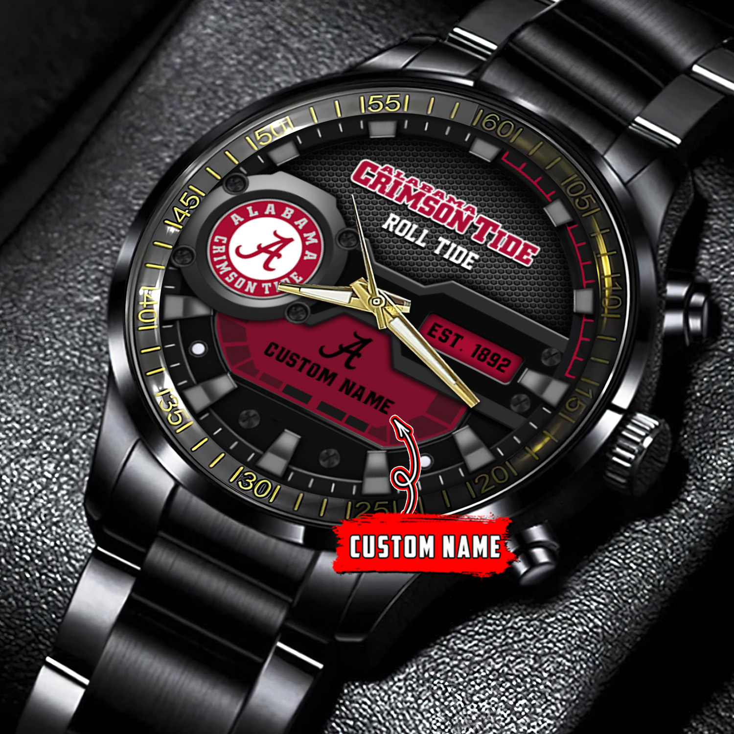 jwfancy alabama crimson tide ncaa personalized black hand watch gift for fans cxv71