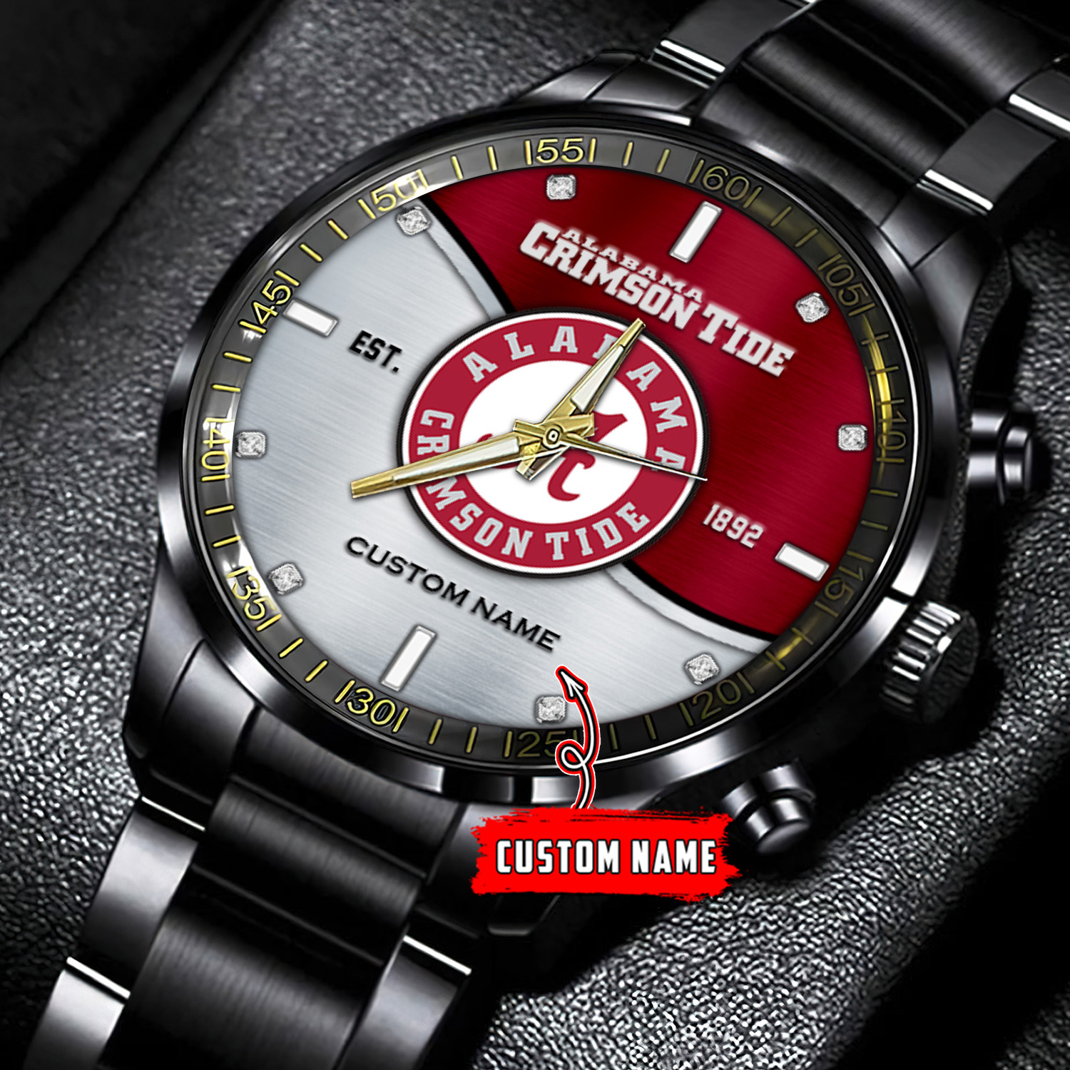 jwfancy alabama crimson tide ncaa personalized black hand watch gift for fans nvuum