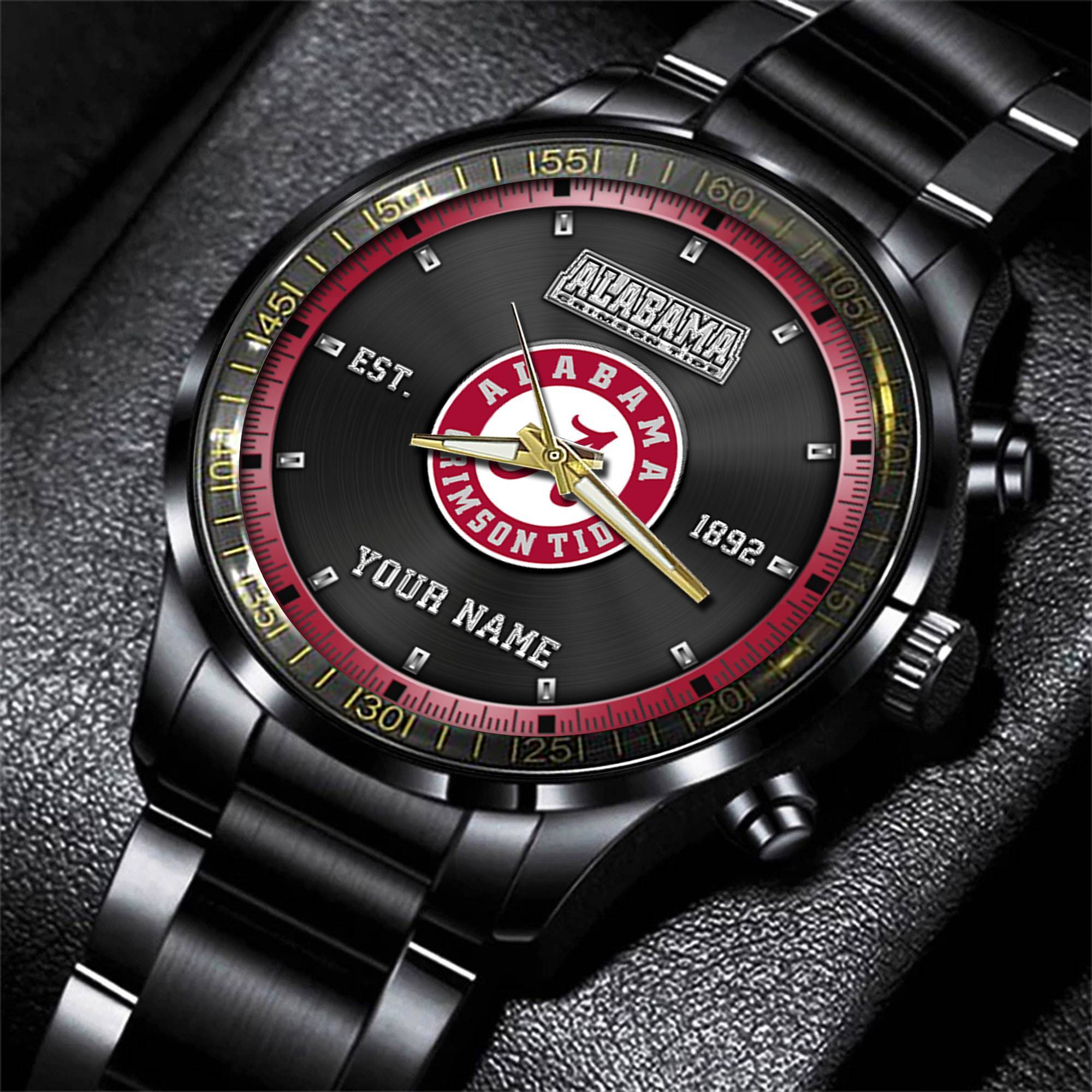 jwfancy alabama crimson tide ncaa personalized black style hand watch gifts for fan oowge