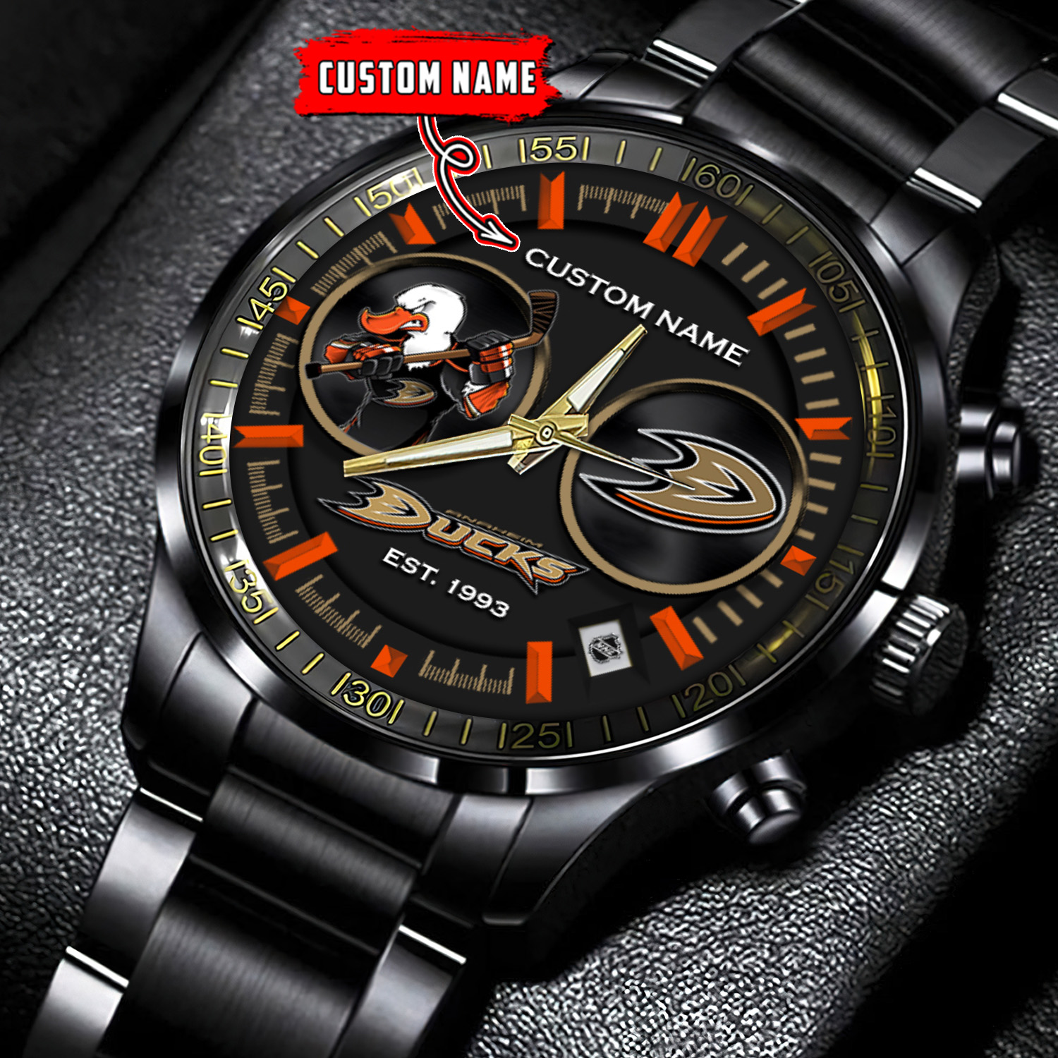 jwfancy anaheim ducks nhl personalized black stainless steel watch gift for fans lhu0c