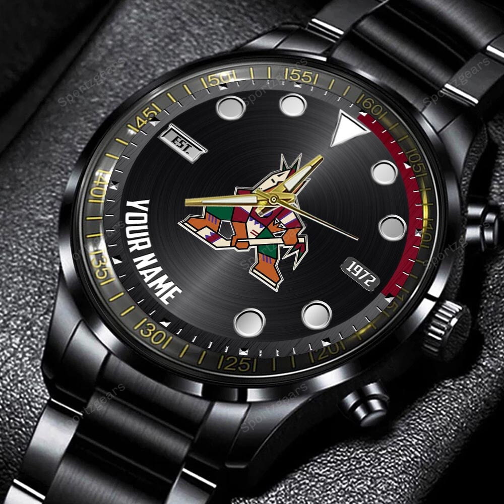 jwfancy arizona coyotes nhl personalized new black hand watch gift for fans 8u60k