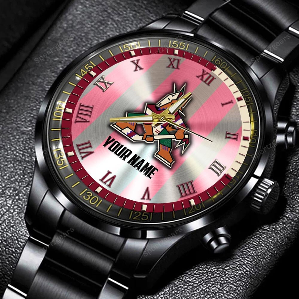 jwfancy arizona coyotes nhl personalized new black hand watch gift for fans le04m