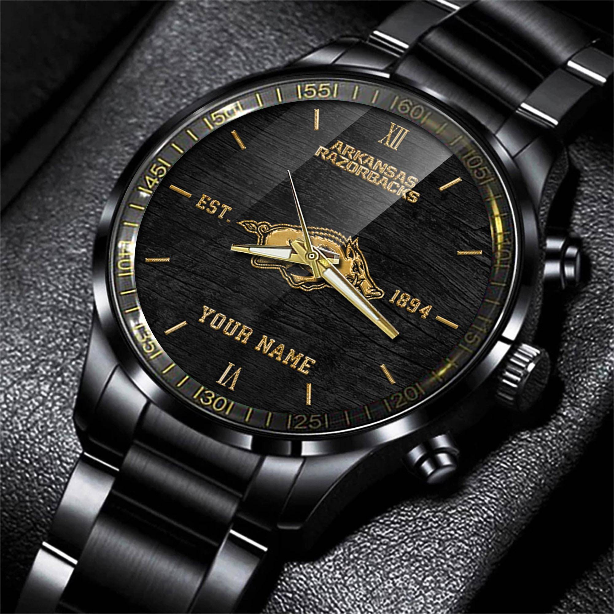 jwfancy arkansas razorbacks ncaa personalized black style hand watch gifts for fan sdiaj