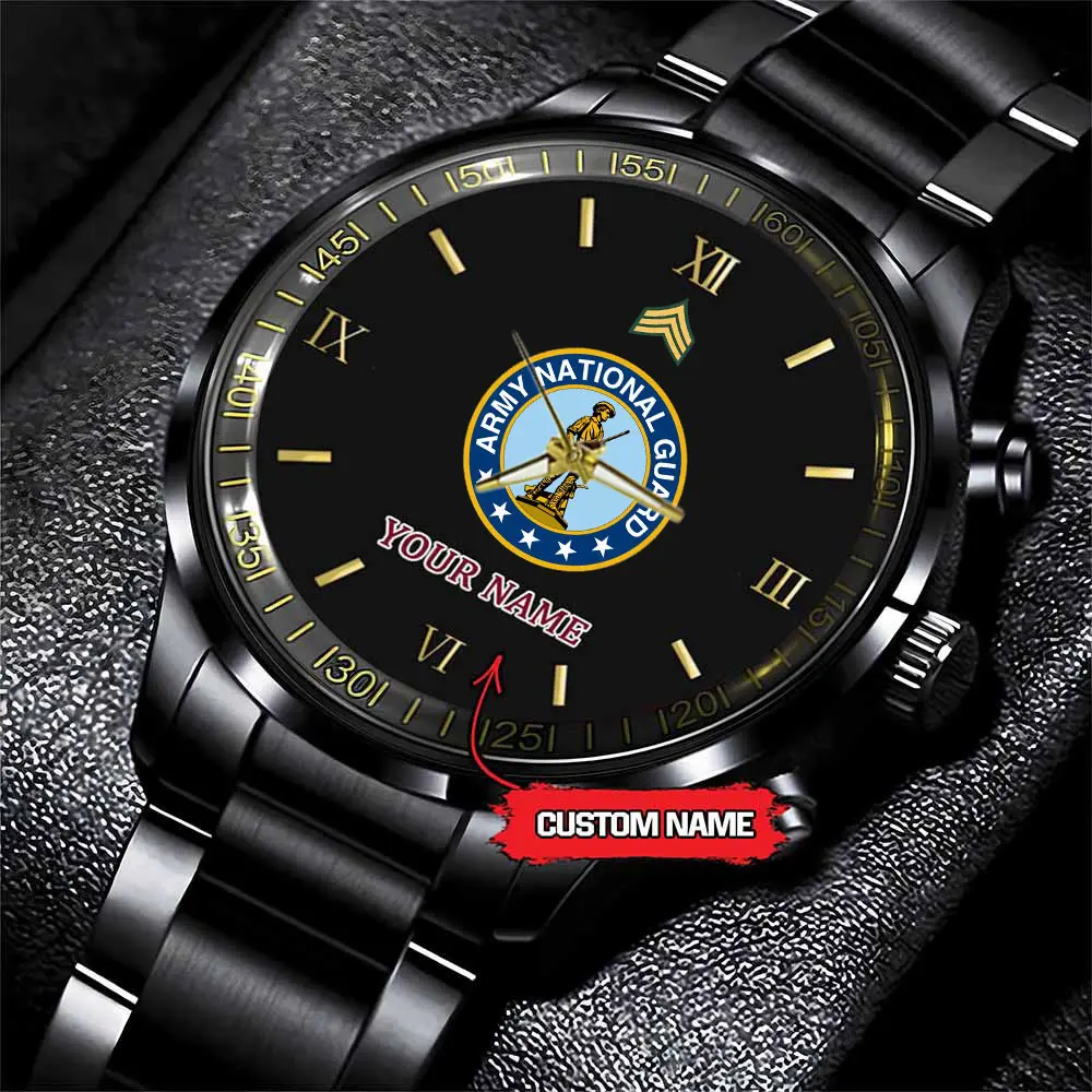 jwfancy army national guard army personalized black stainless steel watch mkpqq