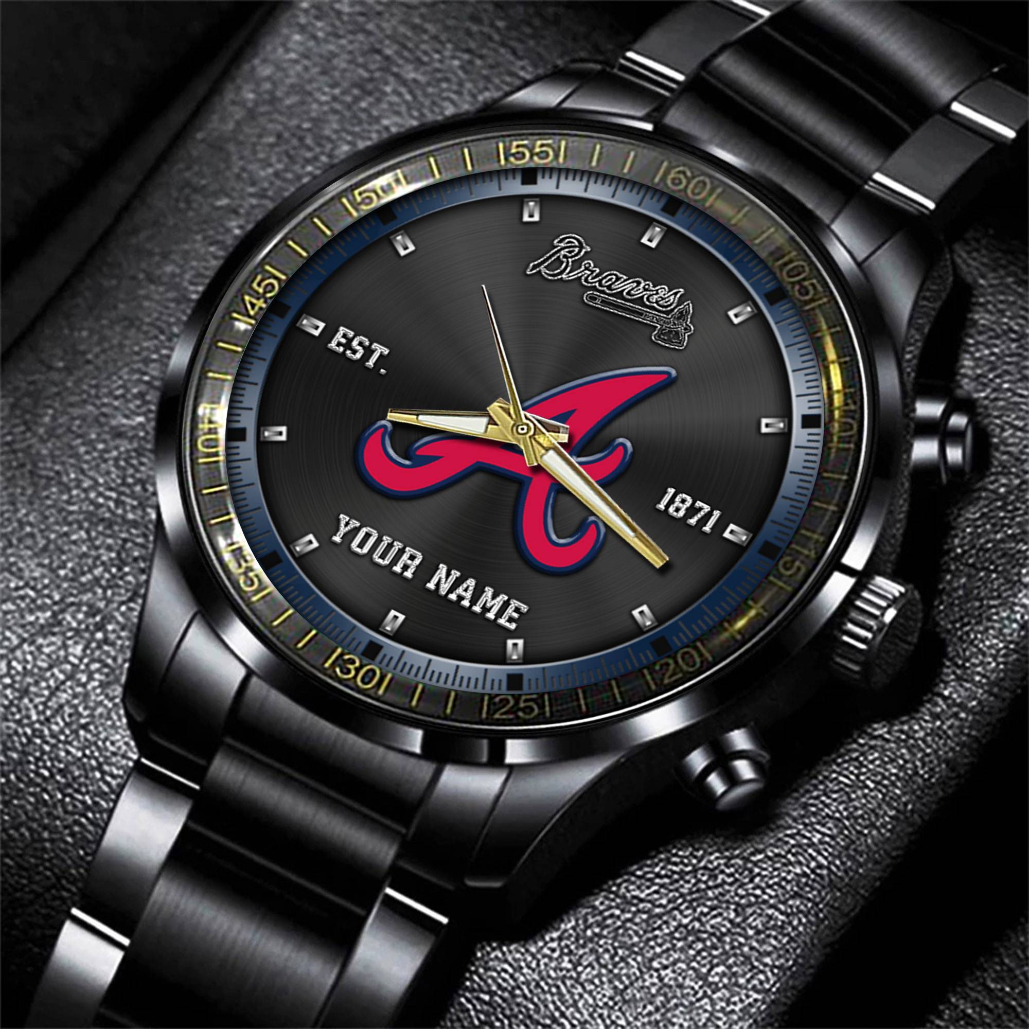 jwfancy atlanta braves mlb personalized black style hand watch gifts for fan tcrp8
