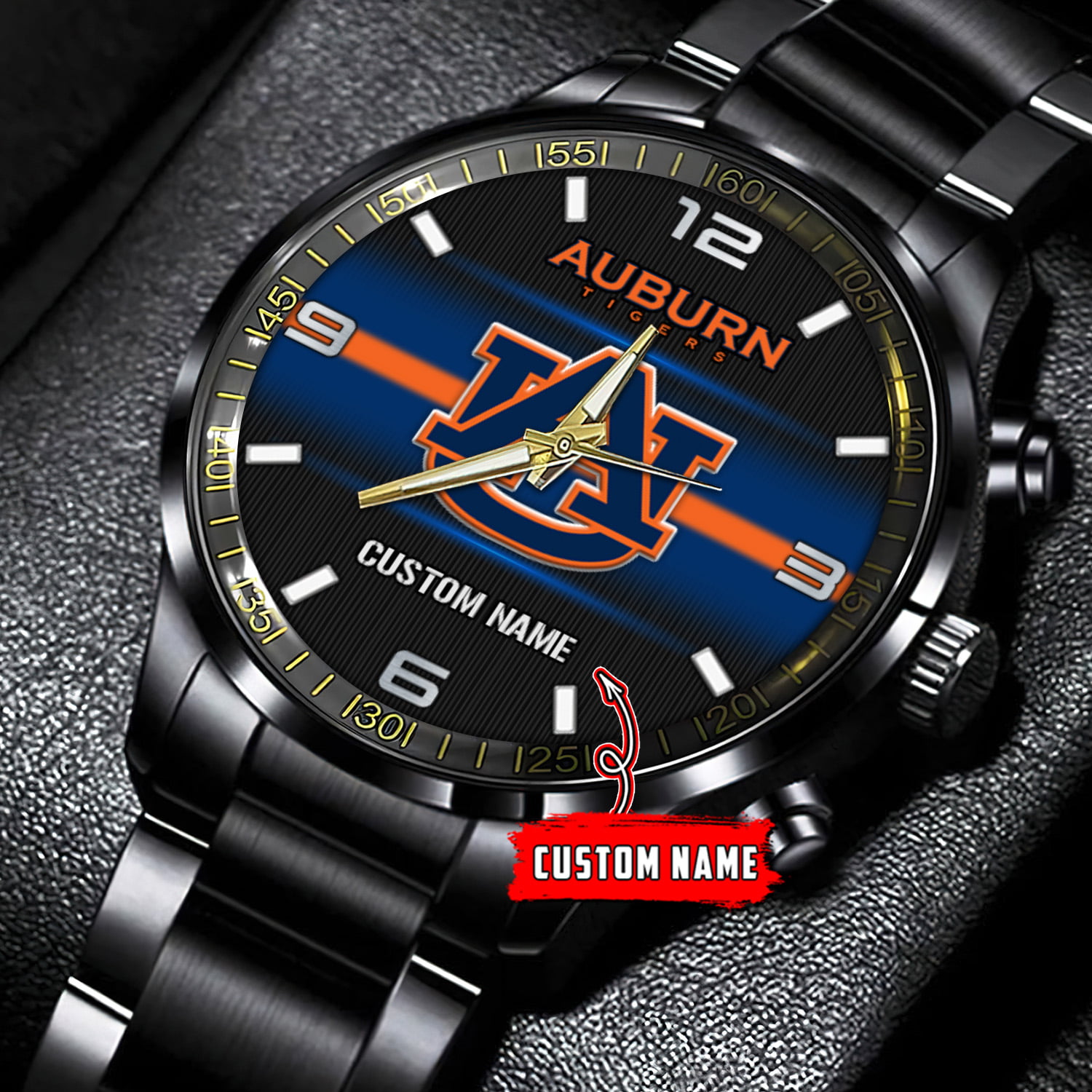 jwfancy auburn tigers ncaa personalized black stainless steel watch gift for fans 8ujrh