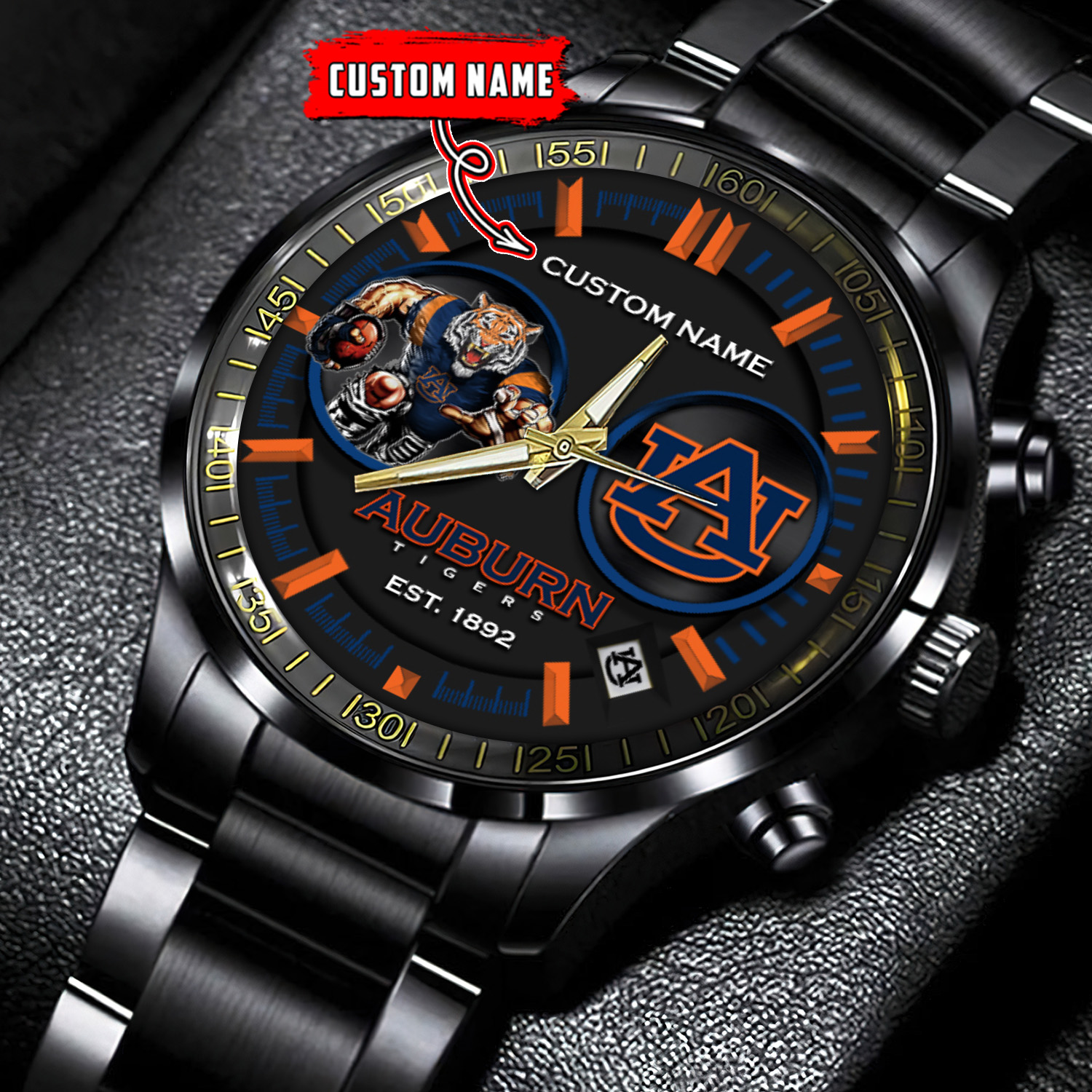 jwfancy auburn tigers ncaa personalized black stainless steel watch gift for fans utlto