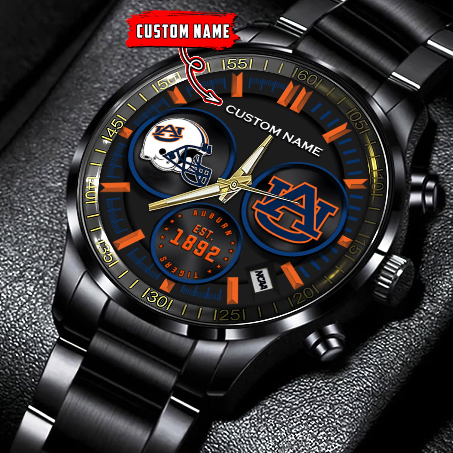 jwfancy auburn tigers ncaa personalized black stainless steel watch gift for fans wkn29