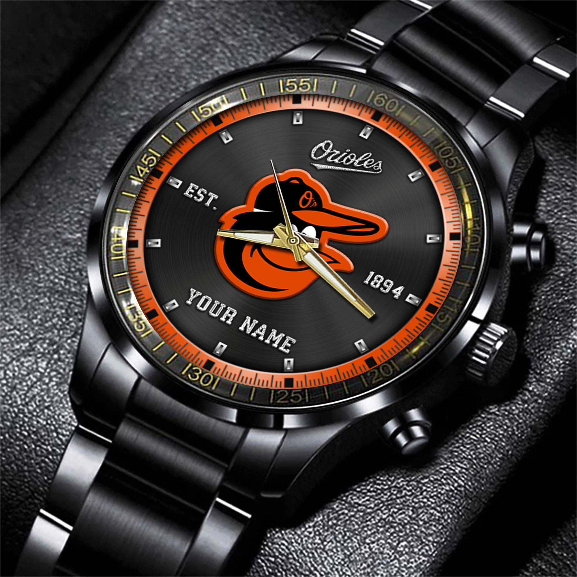 jwfancy baltimore orioles mlb personalized black style hand watch gifts for fan f0p02