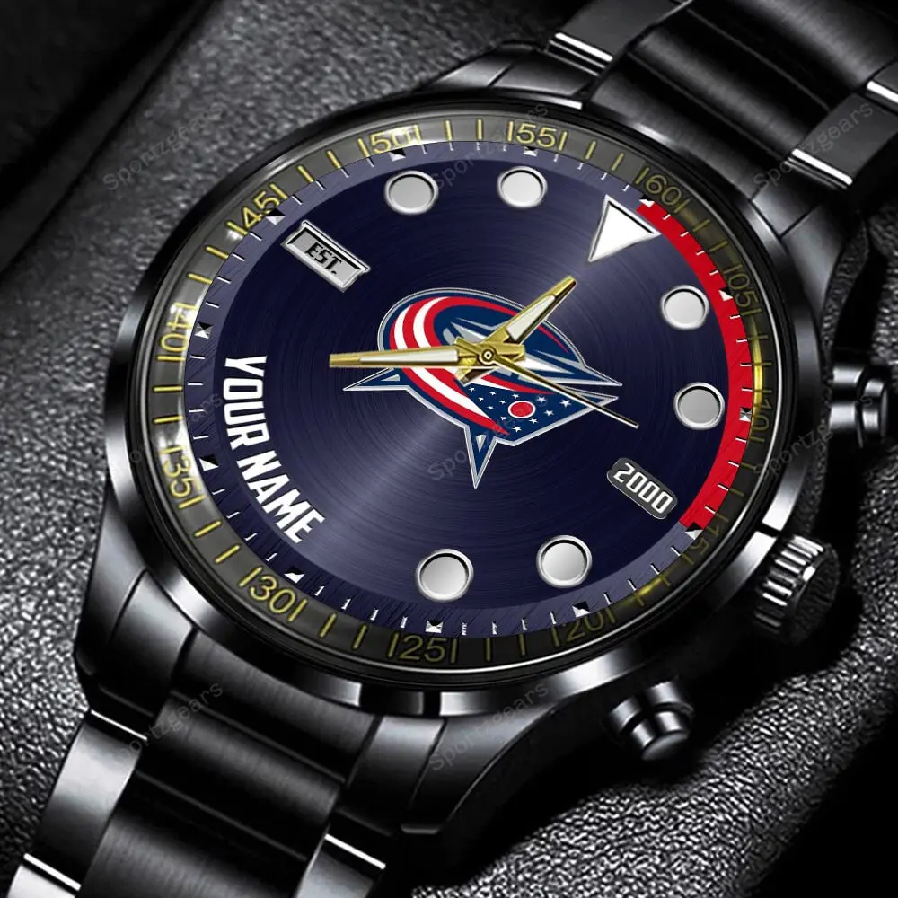 jwfancy blue jackets nhl personalized new black hand watch gift for fans hjqqn