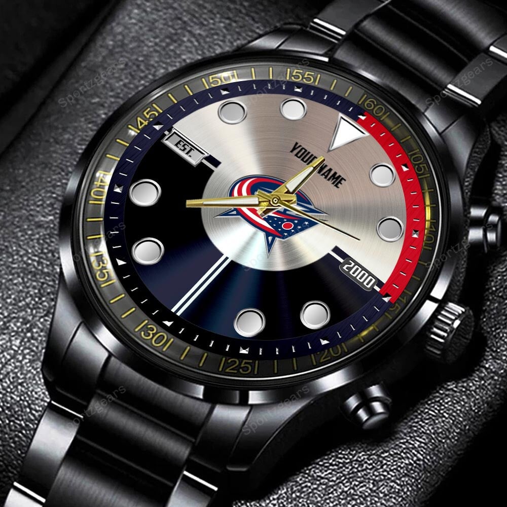jwfancy blue jackets nhl personalized new black hand watch gift for fans kdtez