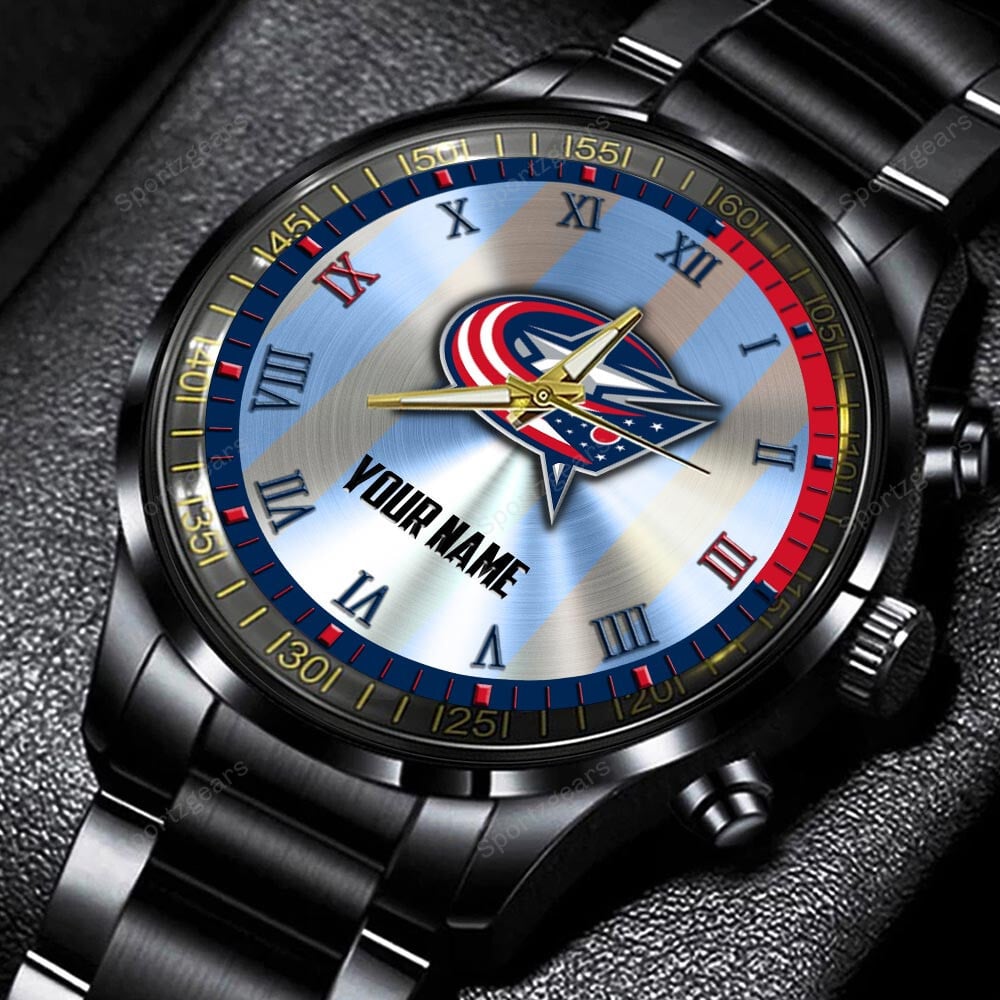 jwfancy blue jackets nhl personalized new black hand watch gift for fans veqac