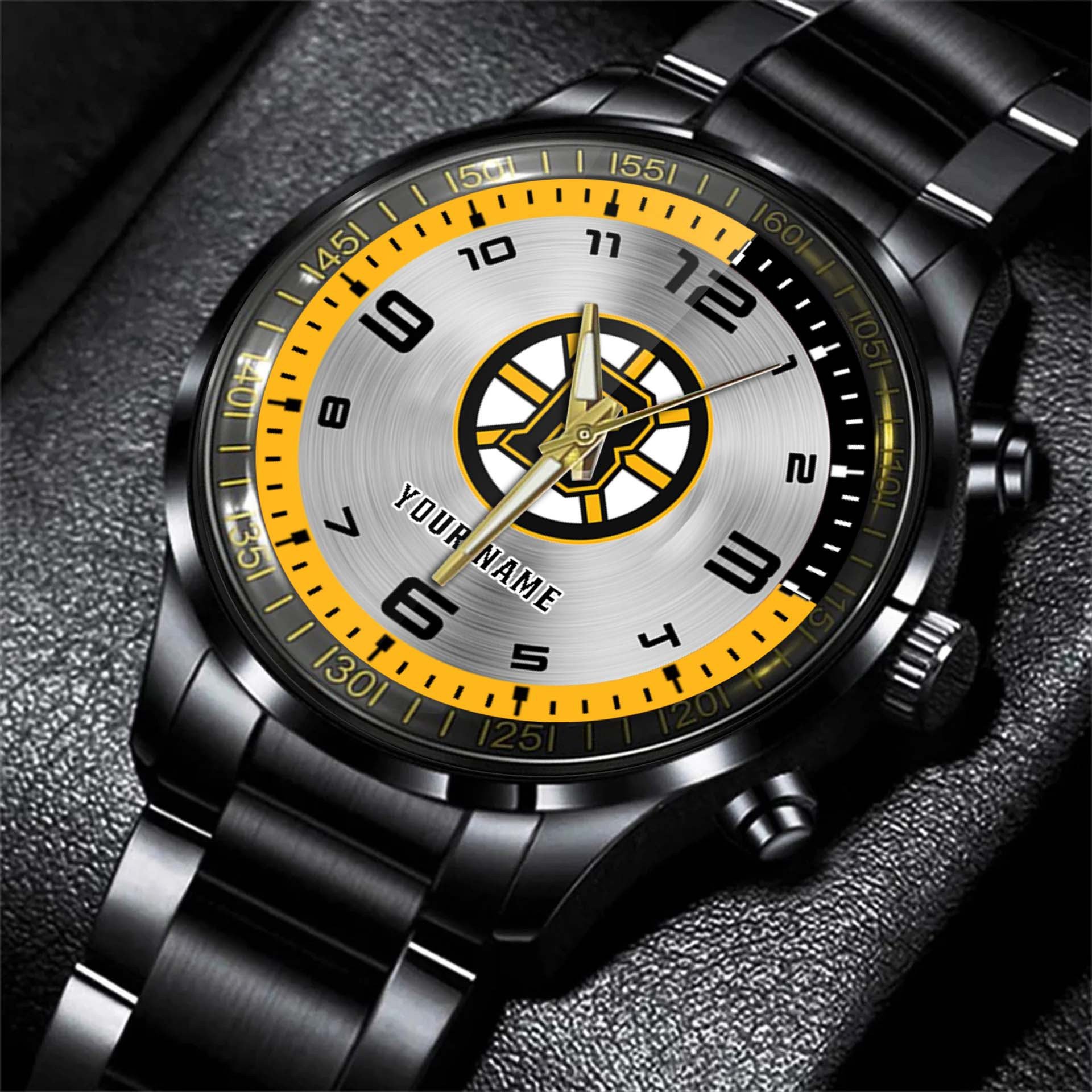 jwfancy boston bruin nhl personalized fashion black hand watch gift for fans 5x9lp