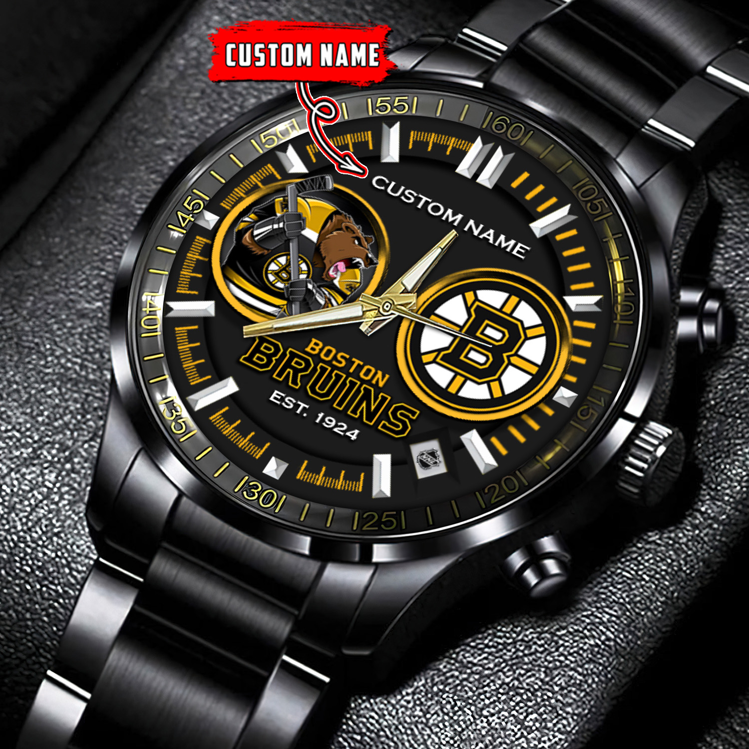 jwfancy boston bruins nhl personalized black stainless steel watch gift for fans a4cc8