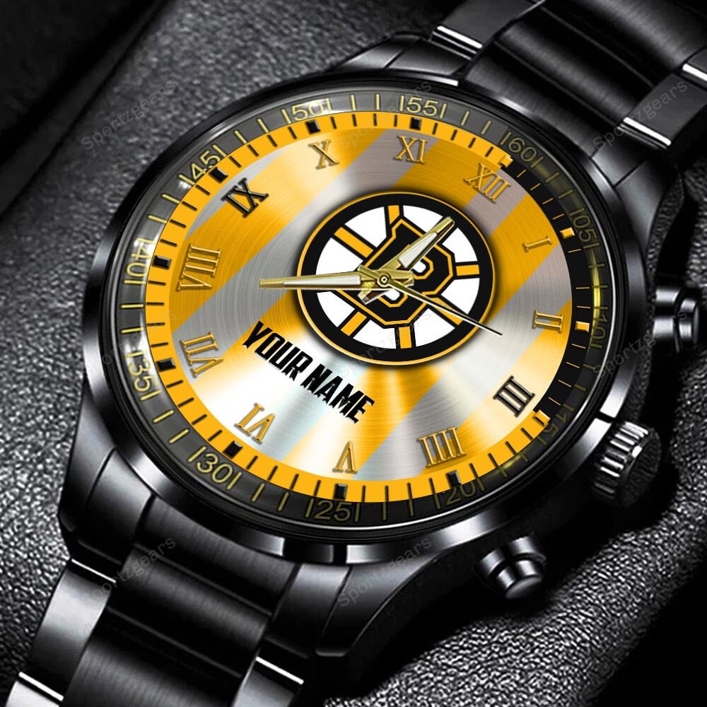 jwfancy boston bruins nhl personalized new black hand watch gift for fans 2393i
