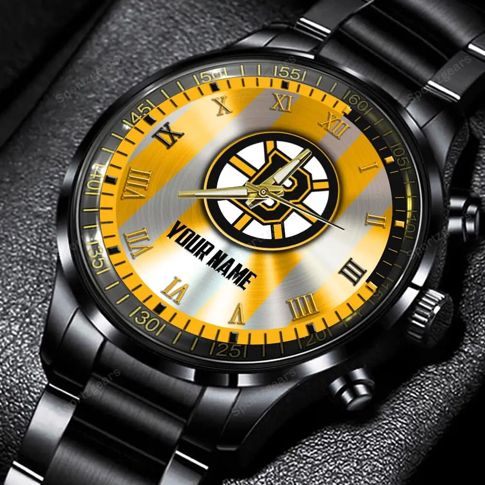 jwfancy boston bruins nhl personalized new black hand watch gift for fans 2393i