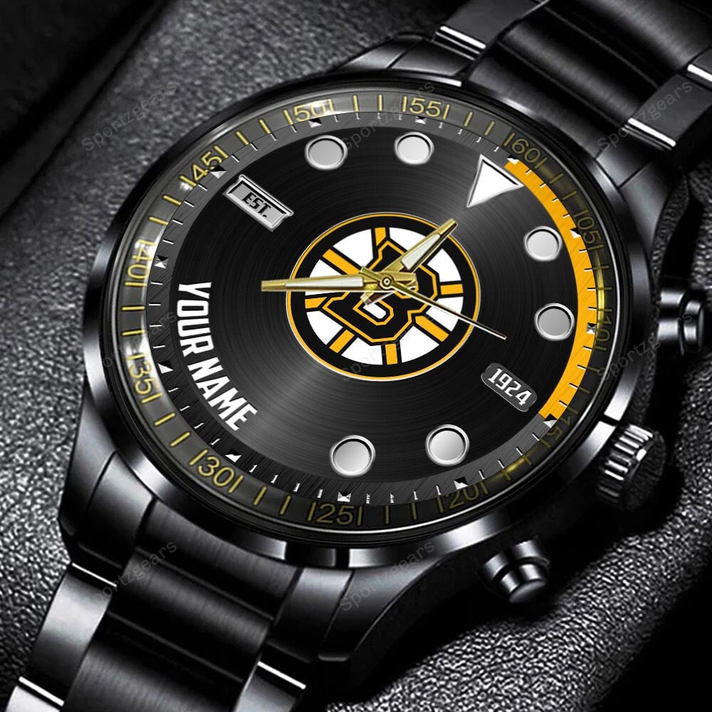 jwfancy boston bruins nhl personalized new black hand watch gift for fans zpr7l