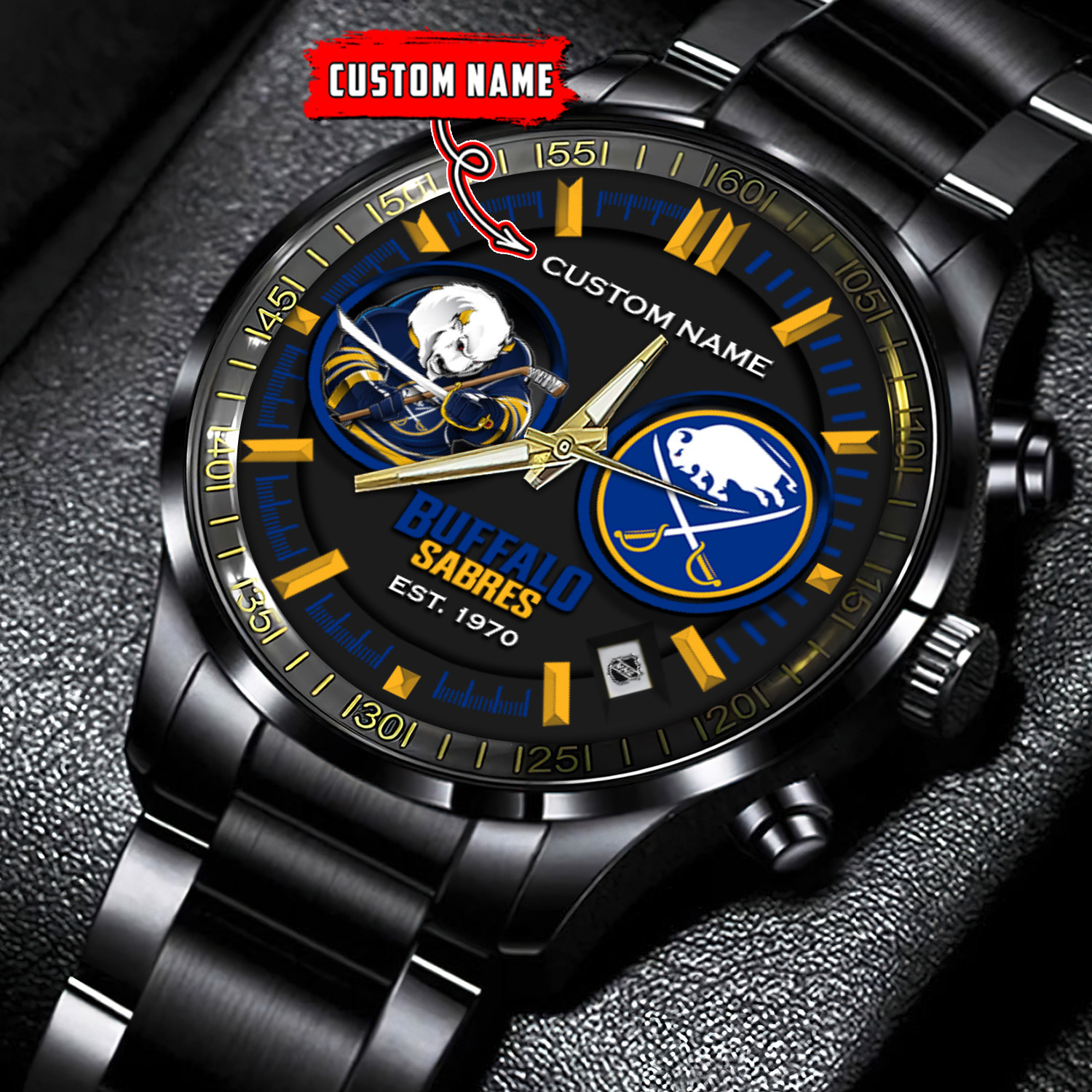 jwfancy buffalo sabres nhl personalized black stainless steel watch gift for fans baunw