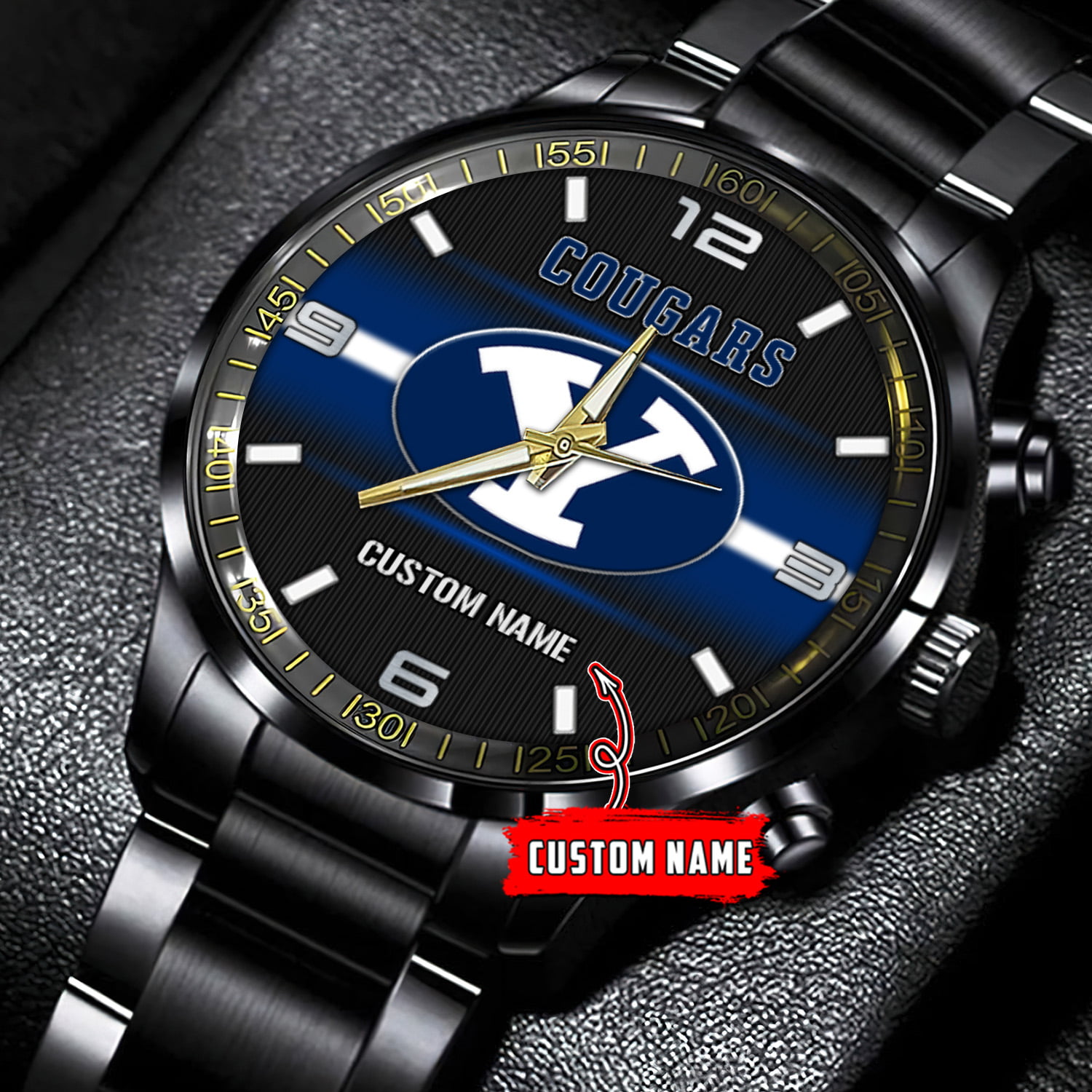 jwfancy byu cougars ncaa personalized black stainless steel watch gift for fans nzh9y