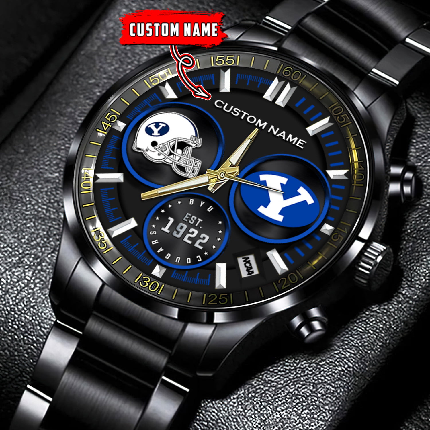 jwfancy byu cougars ncaa personalized black stainless steel watch gift for fans z88n3
