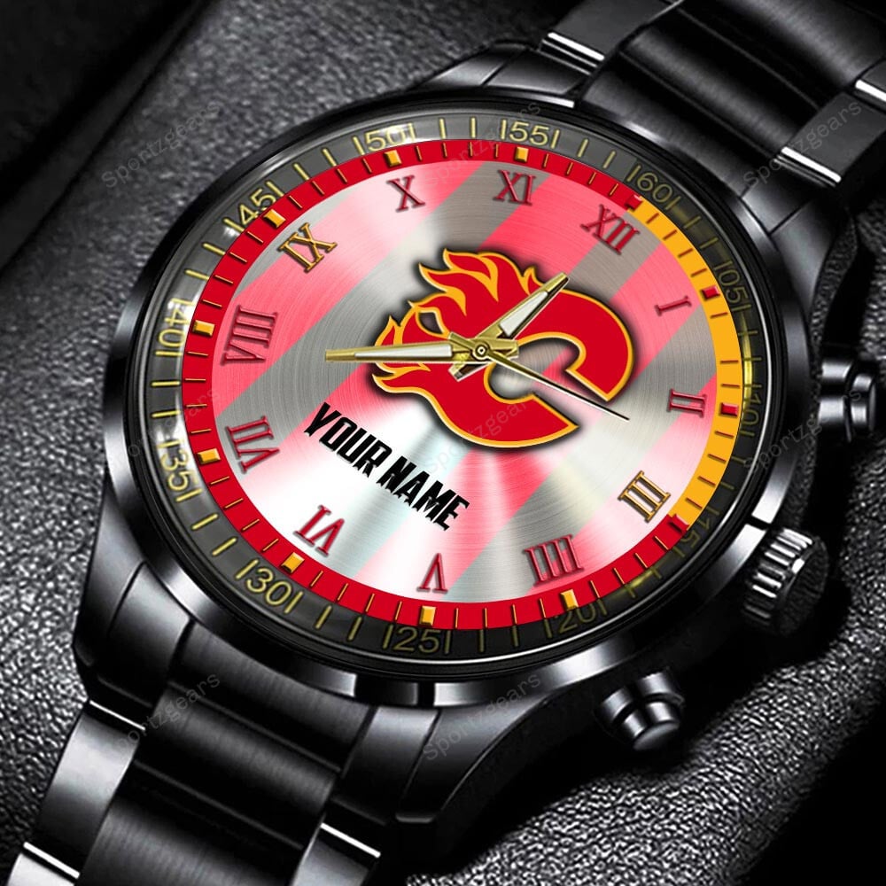 jwfancy calgary flames nhl personalized new black hand watch gift for fans vft1z