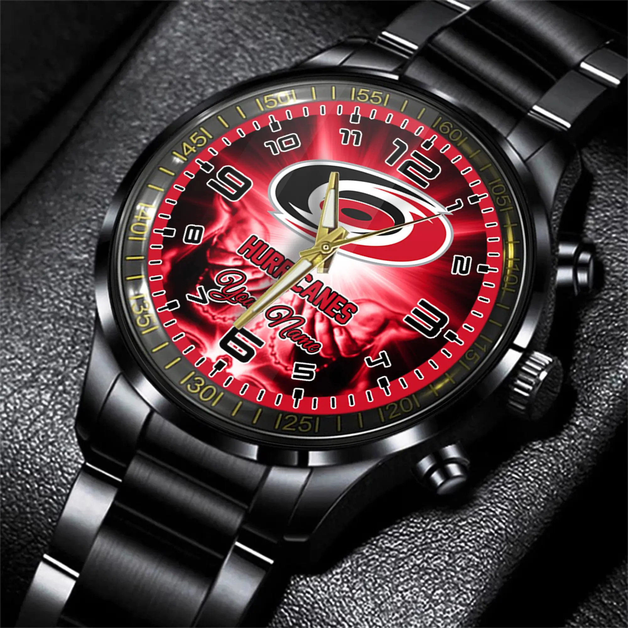jwfancy carolina hurricanes nhl men black hand watch personalized gift for fans lf44e