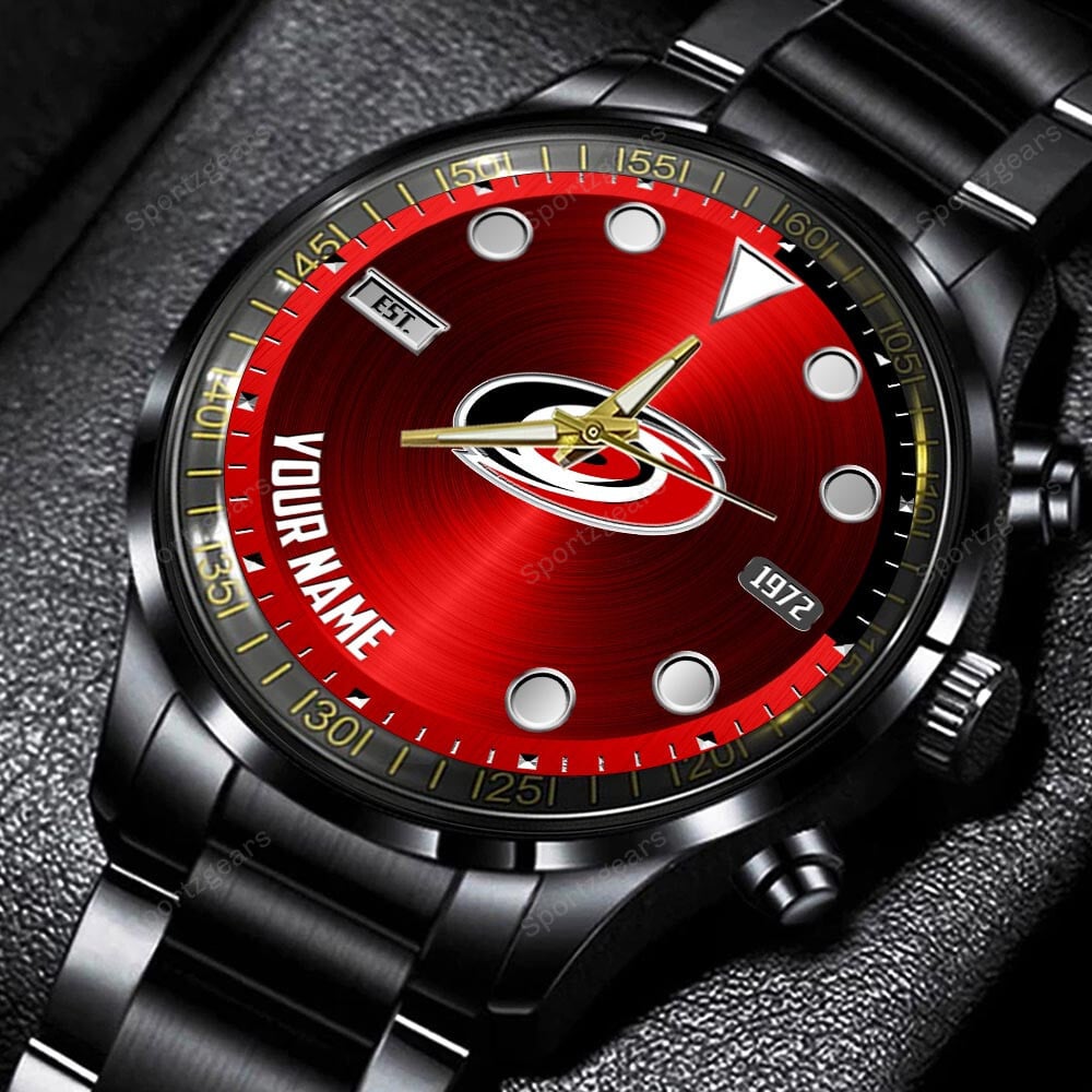 jwfancy carolina hurricanes nhl personalized new black hand watch gift for fans j4d5b