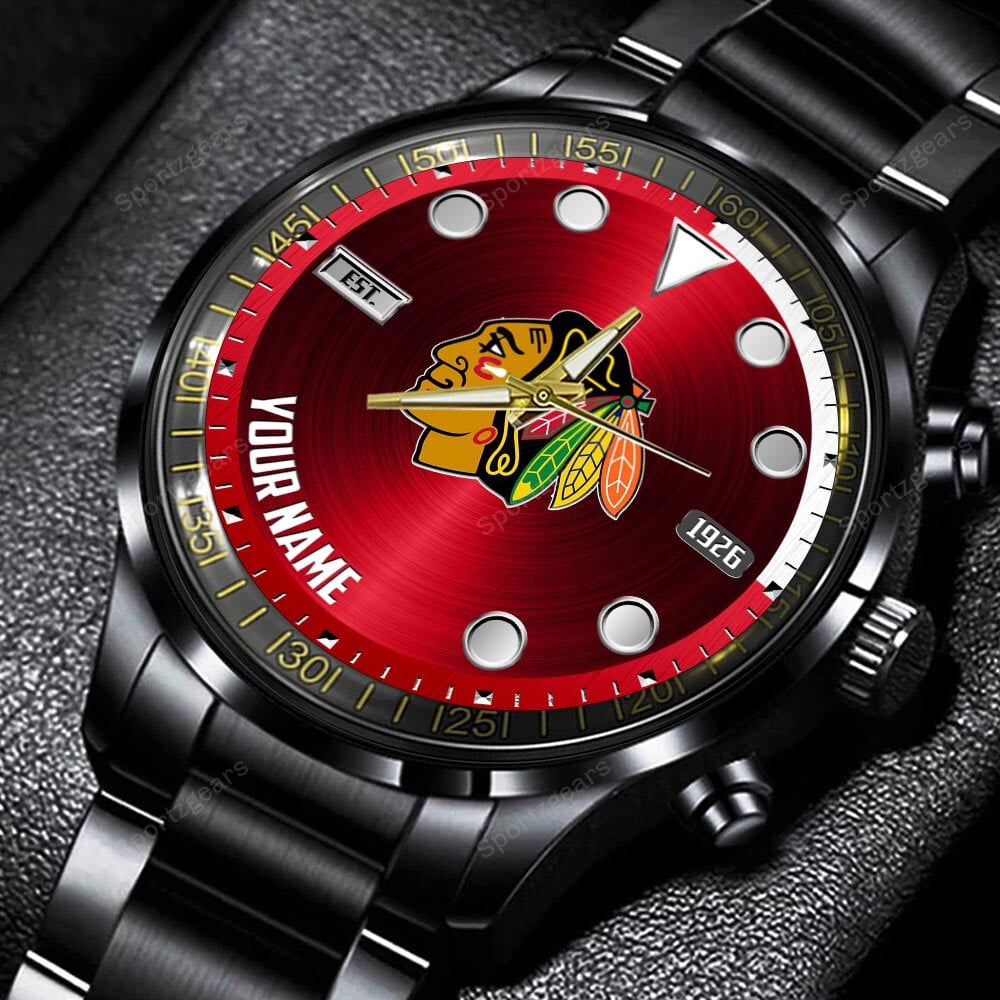 jwfancy chicago blackhawks nhl personalized new black hand watch gift for fans 1xwoj