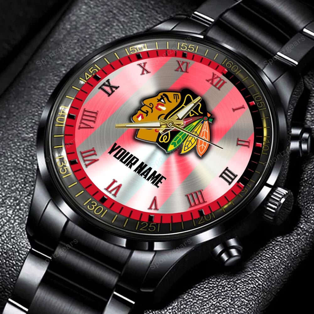 jwfancy chicago blackhawks nhl personalized new black hand watch gift for fans ujd9u
