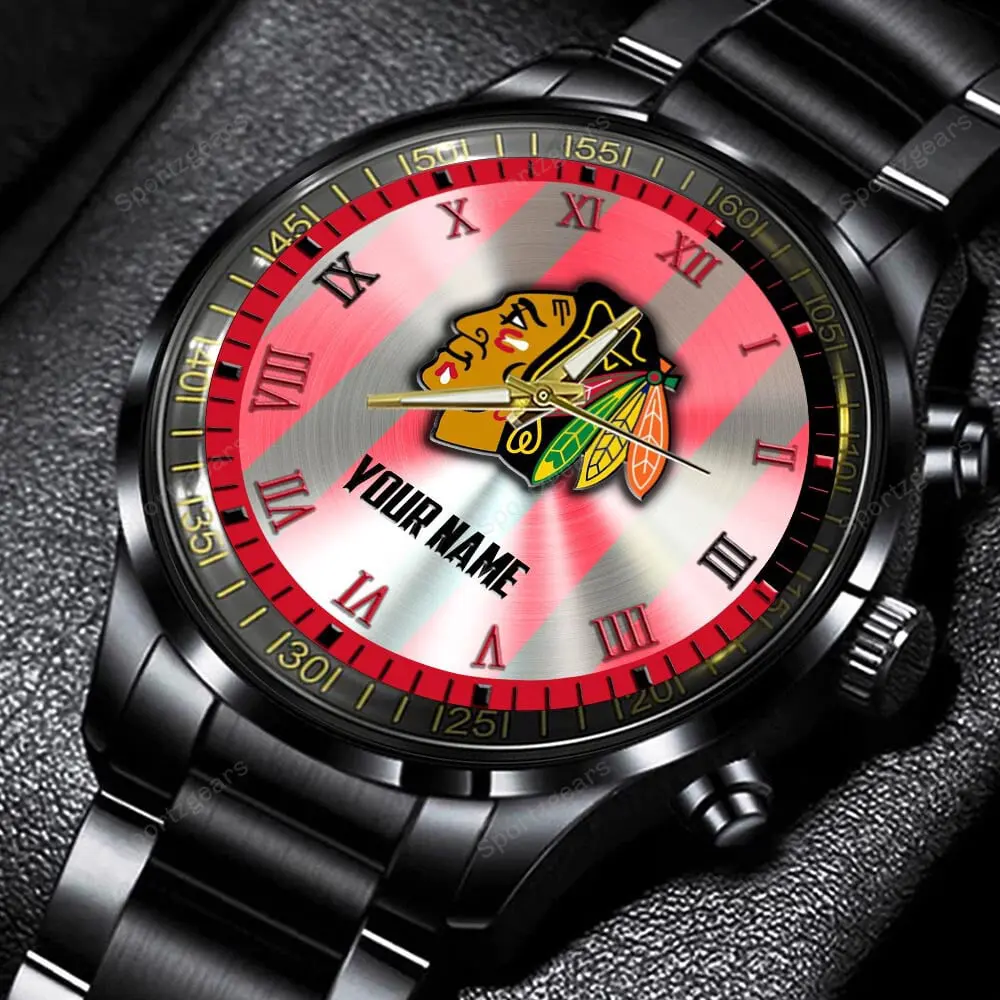 jwfancy chicago blackhawks nhl personalized new black hand watch gift for fans ujd9u