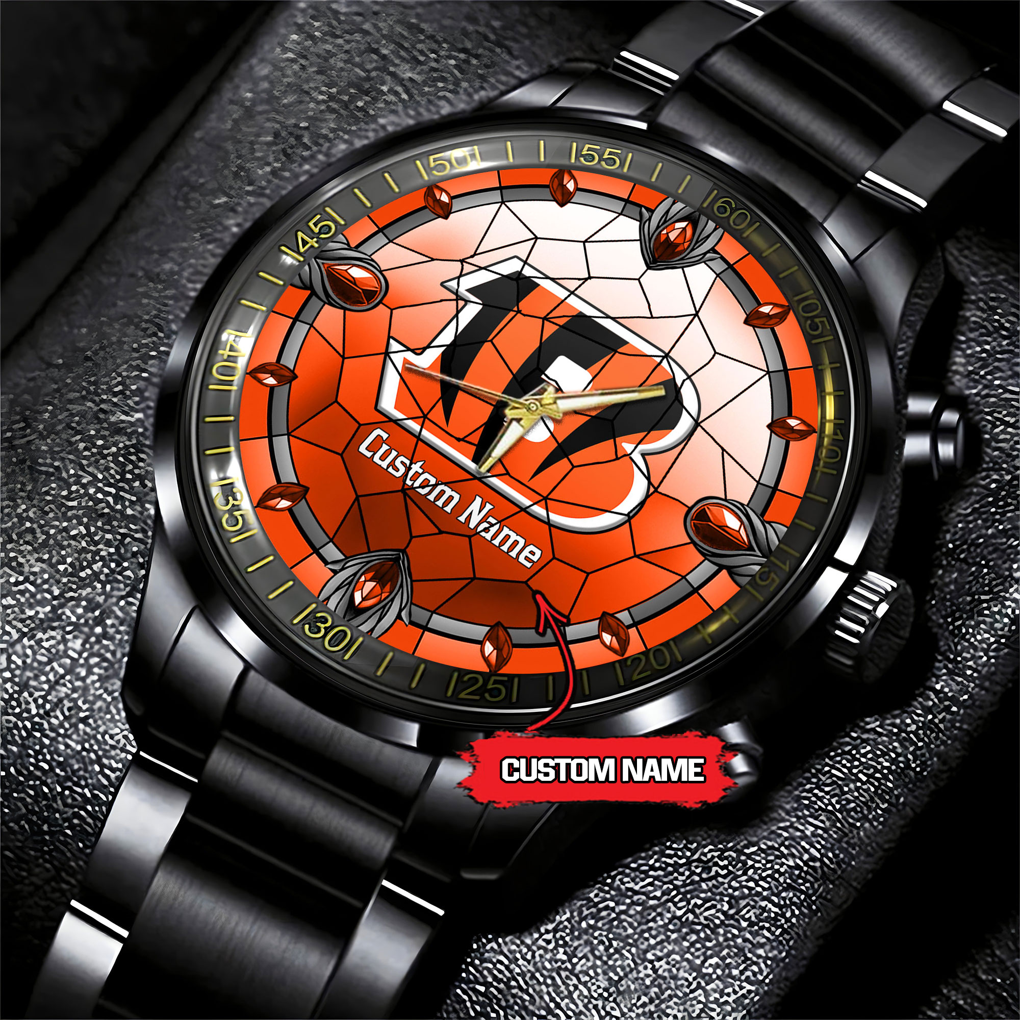 jwfancy cincinnati bengals nfl personalized black stainless steel watch gift for fan 7rcvf