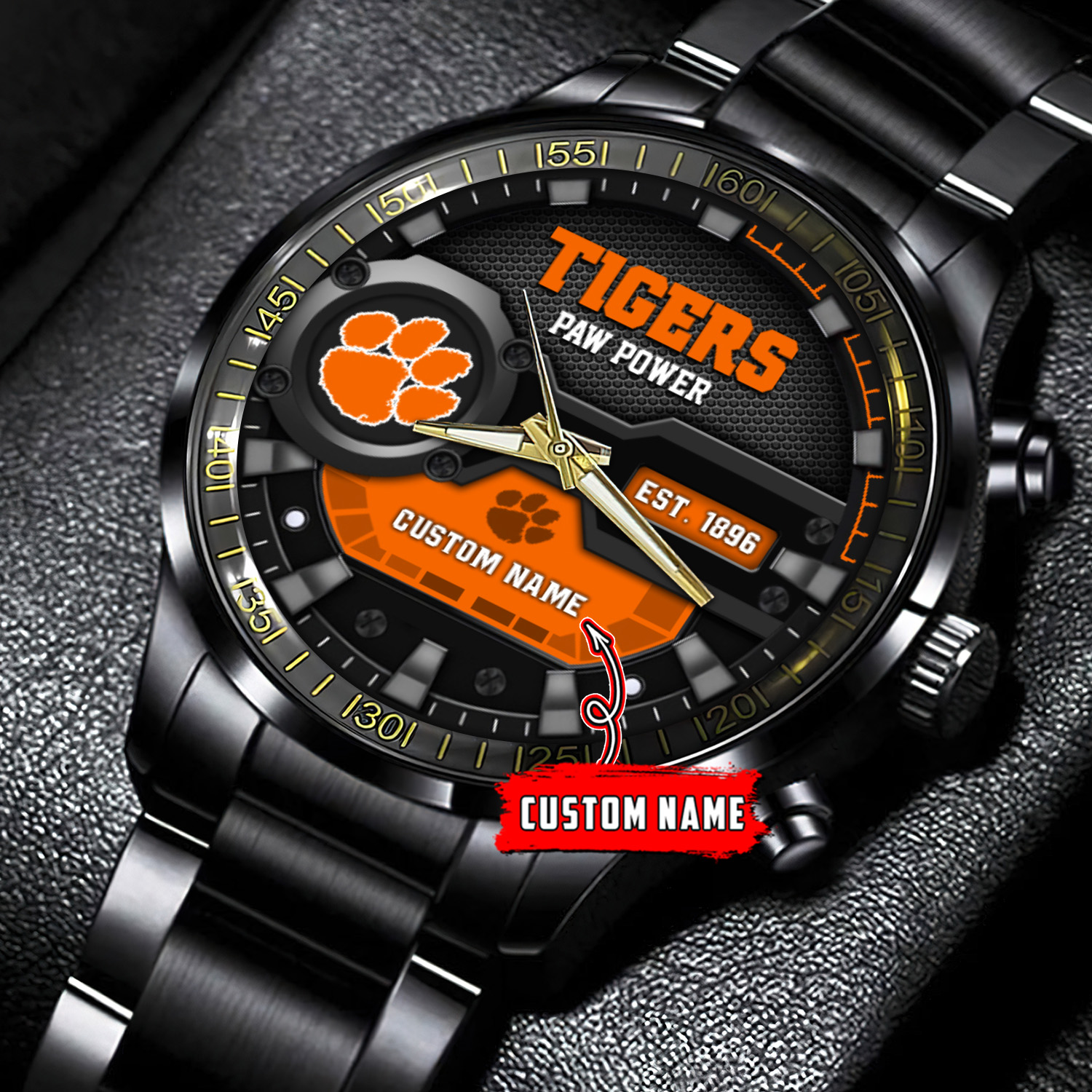jwfancy clemson tigers ncaa personalized black stainless steel watch gift for fans 2ercz