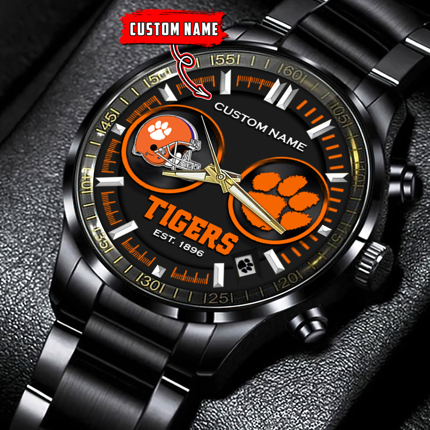jwfancy clemson tigers ncaa personalized black stainless steel watch gift for fans gaxoi