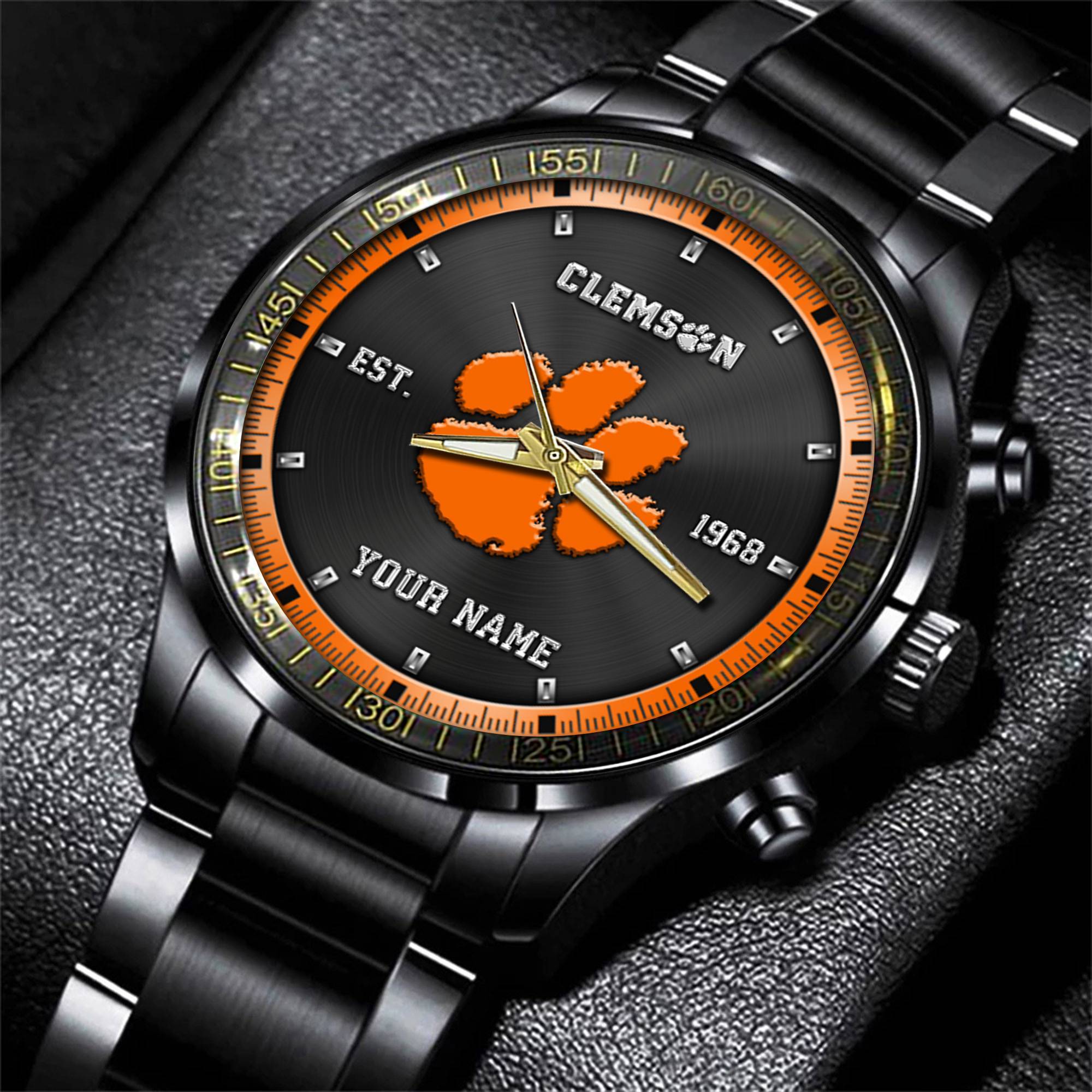 jwfancy clemson tigers ncaa personalized black style hand watch gifts for fan eiusl
